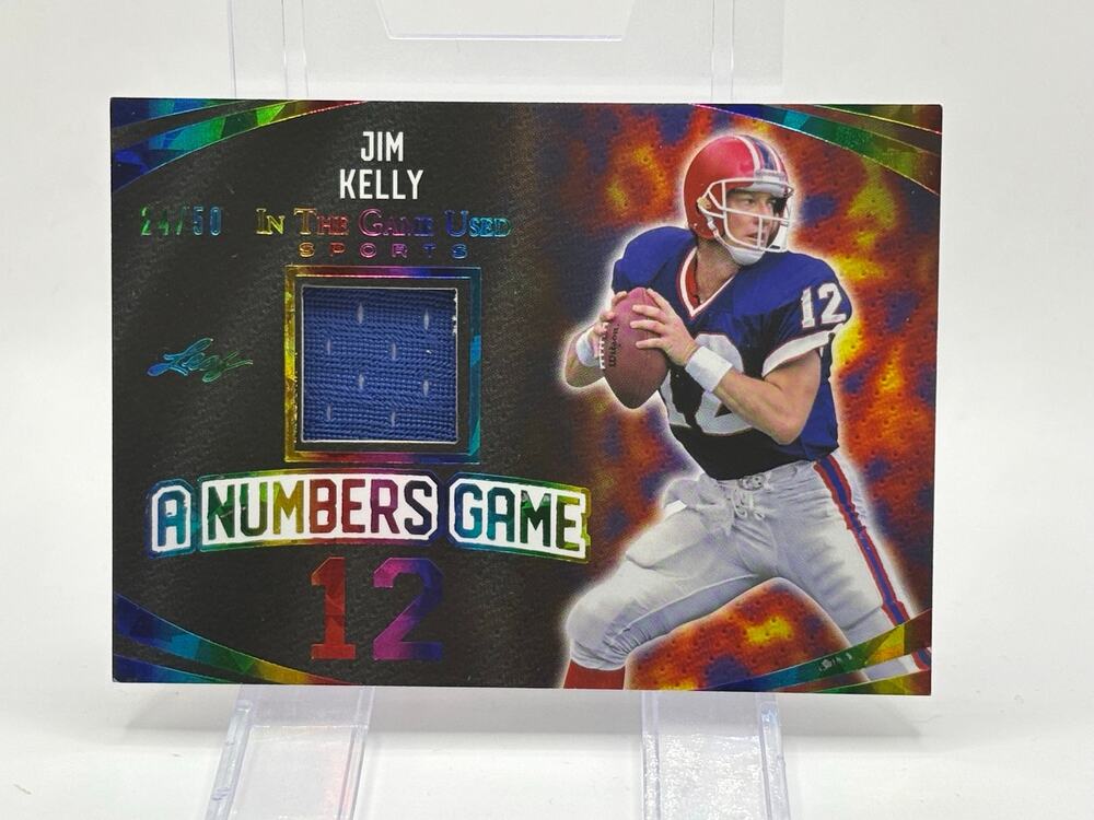 2024 Leaf In the Game Used Jim Kelly A Numbers Game Jersey Patch 24/50 SP Bills